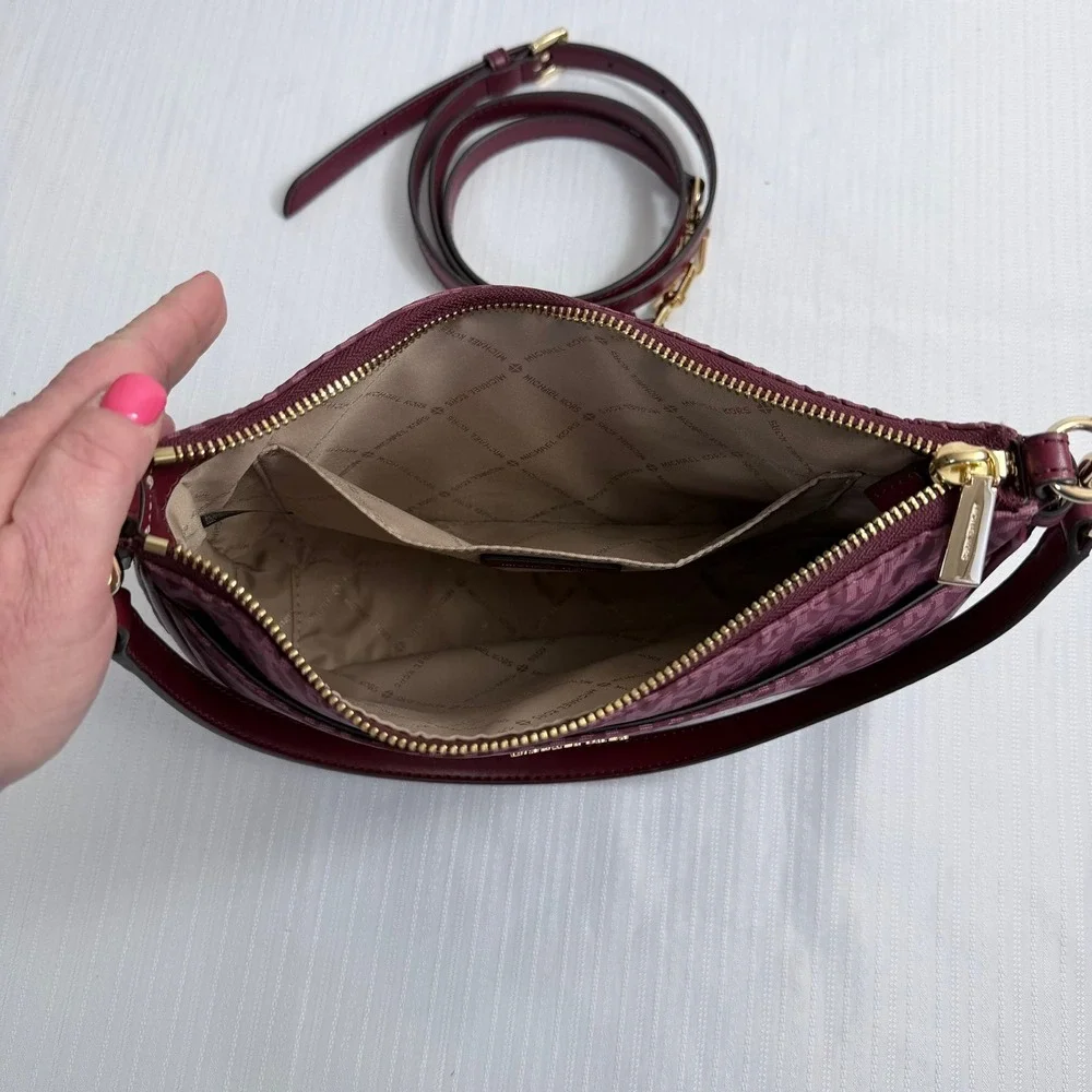 Michael Kors Jet Set‎ Merlot Monogram Jacquard Crossbody Bag